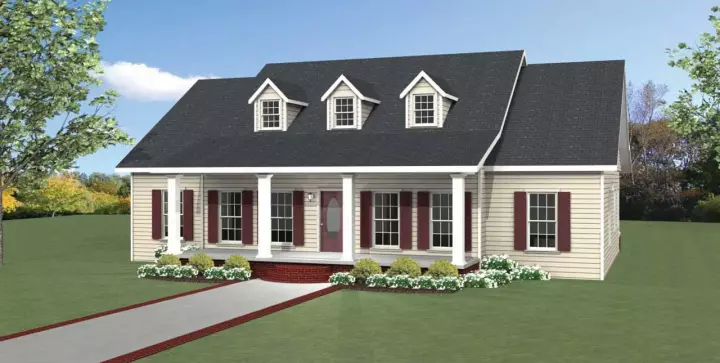 Southern house plans 49-187 - front exterior, 1,958 sq ft, 3 bed, 2 bath house plans | Monster House Plans