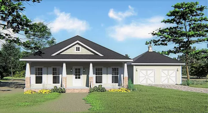Craftsman house plans 49-192 - front exterior, 1,587 sq ft, 3 bed, 2 bath house plans | Monster House Plans
