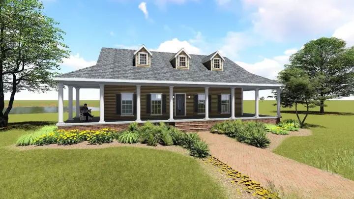 Country house plans 49-193 - front exterior, 1,717 sq ft, 3 bed, 2 bath house plans | Monster House Plans