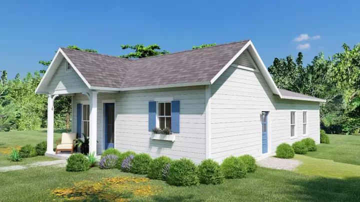 Traditional house plans 49-197 - front exterior, 1,320 sq ft, 3 bed, 2 bath house plans | Monster House Plans