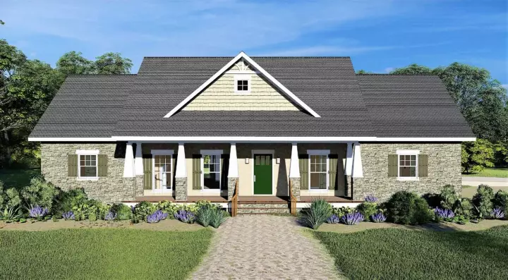 Craftsman house plans 49-201 - front exterior, 2,525 sq ft, 4 bed, 3 bath house plans | Monster House Plans