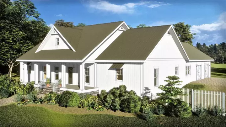 Modern Farmhouse house plans 49-202 - front exterior, 2,525 sq ft, 4 bed, 3 bath house plans | Monster House Plans