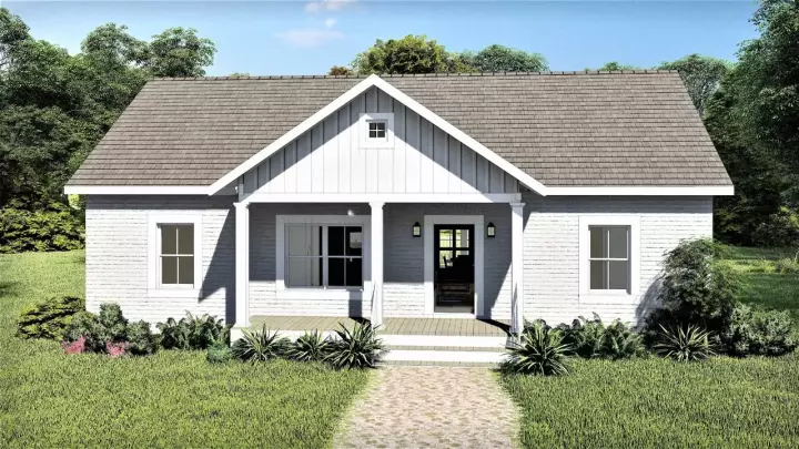 Country house plans 49-207 - front exterior, 1,311 sq ft, 3 bed, 2 bath house plans | Monster House Plans
