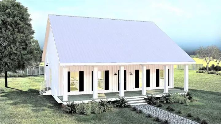 Country house plans 49-215 - front exterior, 1,520 sq ft, 2 bed, 1 bath house plans | Monster House Plans