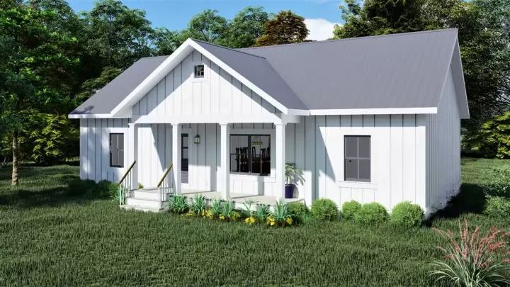 Country house plans 49-219 - front exterior, 1,425 sq ft, 3 bed, 2 bath house plans | Monster House Plans