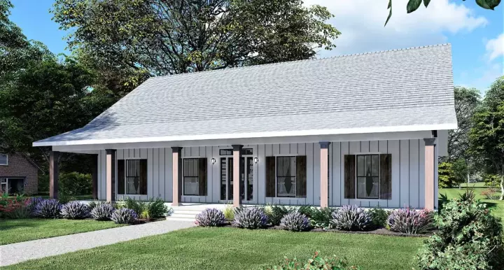 Country house plans 49-220 - front exterior, 2,096 sq ft, 4 bed, 2 bath house plans | Monster House Plans