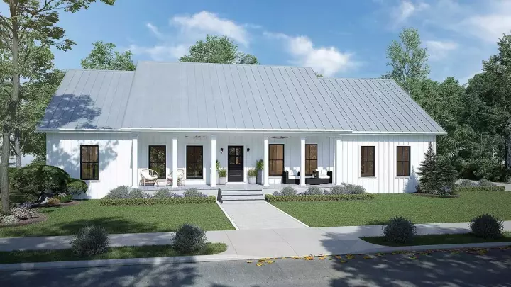 Country house plans 49-227 - front exterior, 1,615 sq ft, 3 bed, 2 bath house plans | Monster House Plans