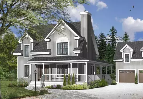 Country house plans 5-1027 - front exterior, 1,702 sq ft, 3 bed, 2 bath house plans | Monster House Plans