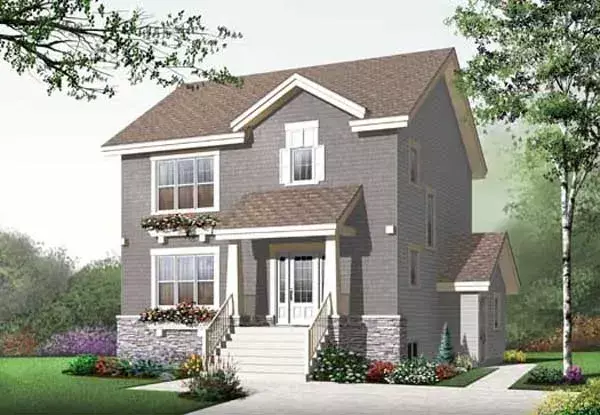Traditional house plans 5-1034 - front exterior, 2,300 sq ft, 4 bed, 2 bath house plans | Monster House Plans