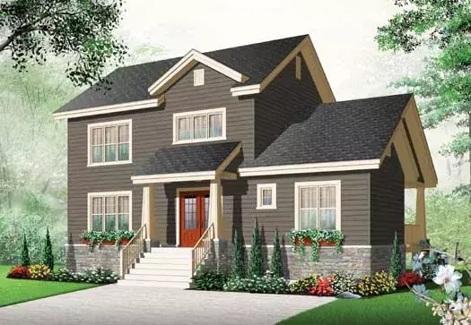 Traditional house plans 5-1035 - front exterior, 1,821 sq ft, 3 bed, 1 bath house plans | Monster House Plans