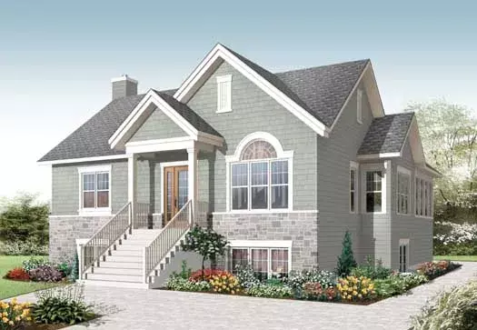 Traditional house plans 5-1051 - front exterior, 2,226 sq ft, 4 bed, 2 bath house plans | Monster House Plans