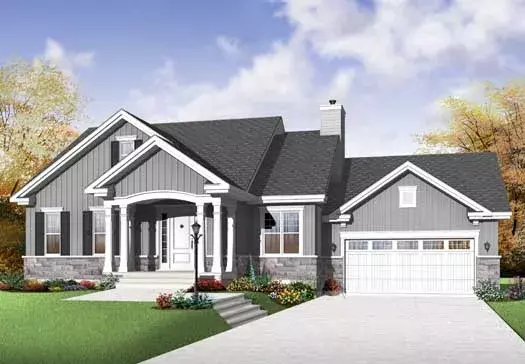 Traditional house plans 5-1061 - front exterior, 1,199 sq ft, 2 bed, 1 bath house plans | Monster House Plans