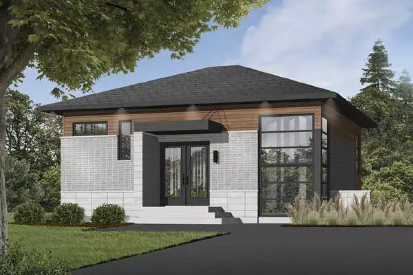 Modern house plans 5-1068 - front exterior, 1,587 sq ft, 3 bed, 1 bath house plans | Monster House Plans