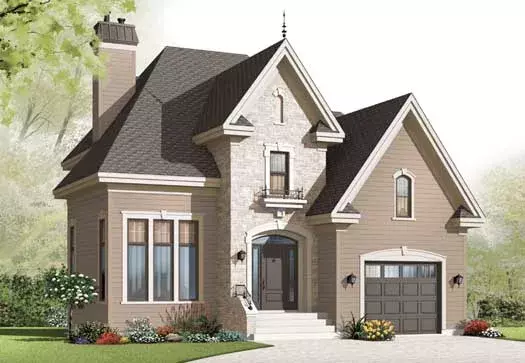 European house plans 5-1071 - front exterior, 1,877 sq ft, 3 bed, 1 bath house plans | Monster House Plans