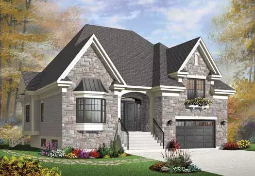 European house plans 5-1073 - front exterior, 1,931 sq ft, 3 bed, 2 bath house plans | Monster House Plans