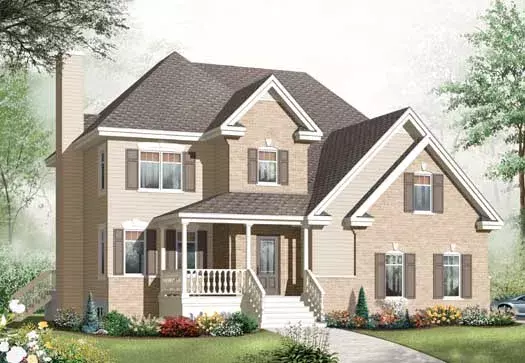 Colonial house plans 5-1076 - front exterior, 2,714 sq ft, 4 bed, 2 bath house plans | Monster House Plans