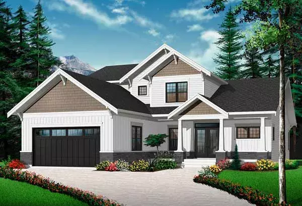 Craftsman house plans 5-1080 - front exterior, 2,614 sq ft, 4 bed, 3 bath house plans | Monster House Plans