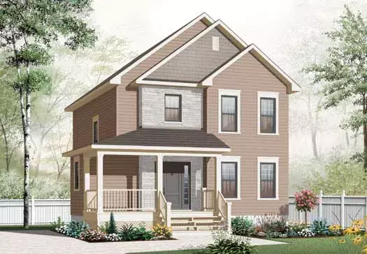 Colonial house plans 5-1082 - front exterior, 1,661 sq ft, 3 bed, 1 bath house plans | Monster House Plans