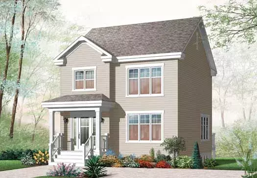 Colonial house plans 5-1085 - front exterior, 1,396 sq ft, 3 bed, 1 bath house plans | Monster House Plans