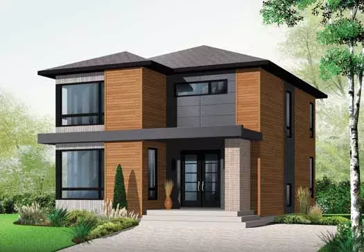 Modern house plans 5-1087 - front exterior, 1,852 sq ft, 3 bed, 1 bath house plans | Monster House Plans