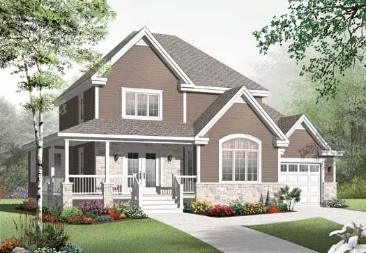 Country house plans 5-1088 - front exterior, 1,864 sq ft, 3 bed, 2 bath house plans | Monster House Plans