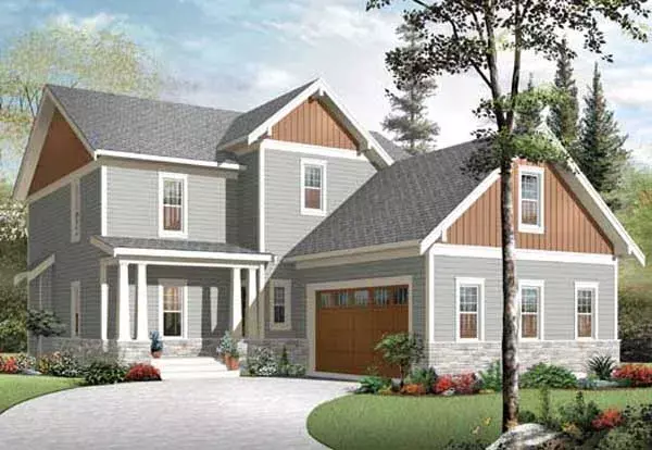 Craftsman house plans 5-1091 - front exterior, 2,422 sq ft, 3 bed, 2 bath house plans | Monster House Plans