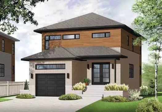 Modern house plans 5-1095 - front exterior, 1,617 sq ft, 3 bed, 2 bath house plans | Monster House Plans