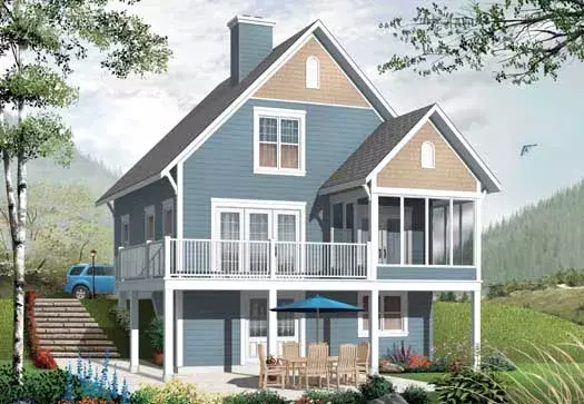 Cottage house plans 5-1101 - front exterior, 1,356 sq ft, 3 bed, 2 bath house plans | Monster House Plans