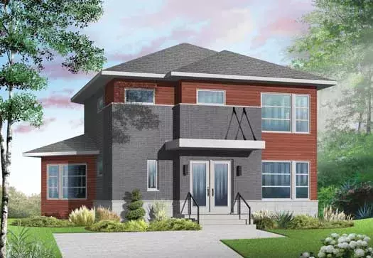Modern house plans 5-1134 - front exterior, 1,688 sq ft, 3 bed, 2 bath house plans | Monster House Plans
