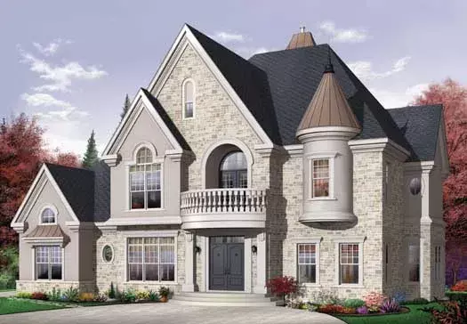 European house plans 5-1137 - front exterior, 3,690 sq ft, 4 bed, 3 bath house plans | Monster House Plans