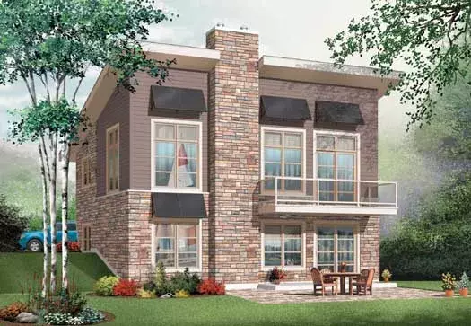Modern house plans 5-1145 - front exterior, 1,759 sq ft, 3 bed, 2 bath house plans | Monster House Plans