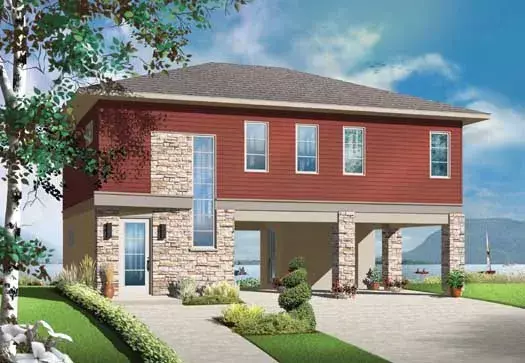 Traditional house plans 5-1146 - front exterior, 1,337 sq ft, 2 bed, 1 bath house plans | Monster House Plans