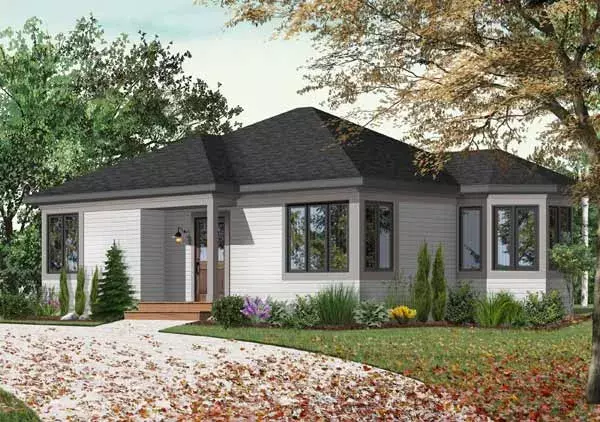 Traditional house plans 5-115 - front exterior, 994 sq ft, 2 bed, 1 bath house plans | Monster House Plans