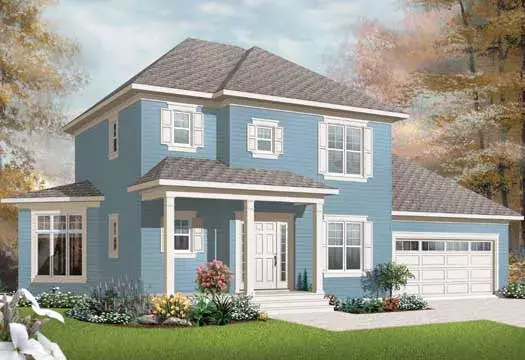 Early American house plans 5-1159 - front exterior, 1,662 sq ft, 3 bed, 1 bath house plans | Monster House Plans