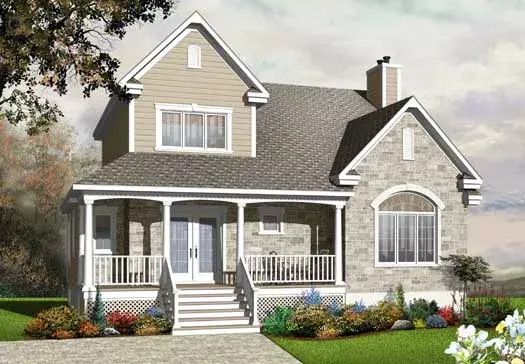 Country house plans 5-1160 - front exterior, 2,114 sq ft, 3 bed, 1 bath house plans | Monster House Plans