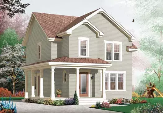 Traditional house plans 5-1161 - front exterior, 1,660 sq ft, 3 bed, 1 bath house plans | Monster House Plans