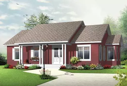 Country house plans 5-1185 - front exterior, 1,315 sq ft, 3 bed, 1 bath house plans | Monster House Plans