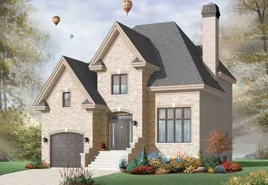European house plans 5-1197 - front exterior, 1,965 sq ft, 3 bed, 2 bath house plans | Monster House Plans