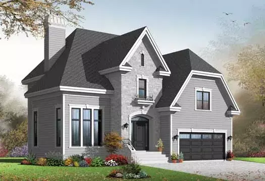 European house plans 5-1198 - front exterior, 2,146 sq ft, 4 bed, 2 bath house plans | Monster House Plans