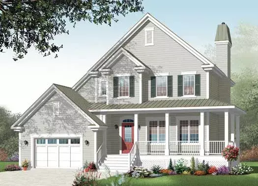 Farmhouse house plans 5-1201 - front exterior, 1,887 sq ft, 3 bed, 2 bath house plans | Monster House Plans