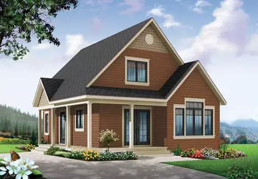 Country house plans 5-1203 - front exterior, 1,412 sq ft, 1 bed, 1 bath house plans | Monster House Plans