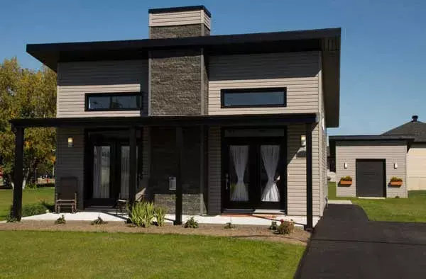 Modern house plans 5-1244 - front exterior, 686 sq ft, 2 bed, 1 bath house plans | Monster House Plans