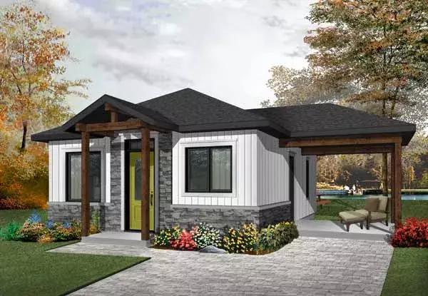Traditional house plans 5-1246 - front exterior, 643 sq ft, 2 bed, 1 bath house plans | Monster House Plans