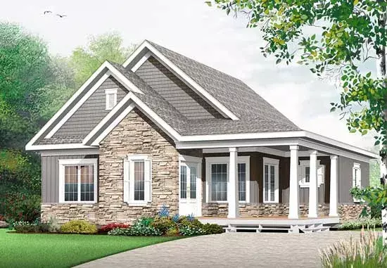 Country house plans 5-1253 - front exterior, 1,847 sq ft, 3 bed, 2 bath house plans | Monster House Plans