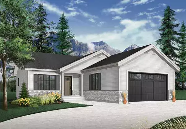 Traditional house plans 5-1259 - front exterior, 1,040 sq ft, 2 bed, 2 bath house plans | Monster House Plans