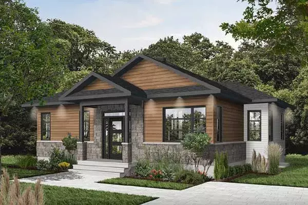 Traditional house plans 5-1266 - front exterior, 1,146 sq ft, 2 bed, 1 bath house plans | Monster House Plans