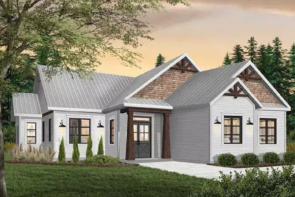 Mountain Rustic house plans 5-1272 - front exterior, 1,525 sq ft, 3 bed, 1 bath house plans | Monster House Plans