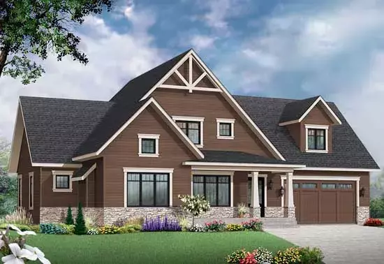 Craftsman house plans 5-1279 - front exterior, 1,845 sq ft, 3 bed, 3 bath house plans | Monster House Plans