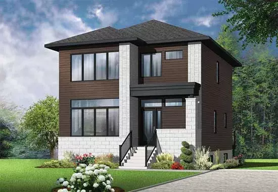 Modern house plans 5-1280 - front exterior, 1,768 sq ft, 3 bed, 1 bath house plans | Monster House Plans