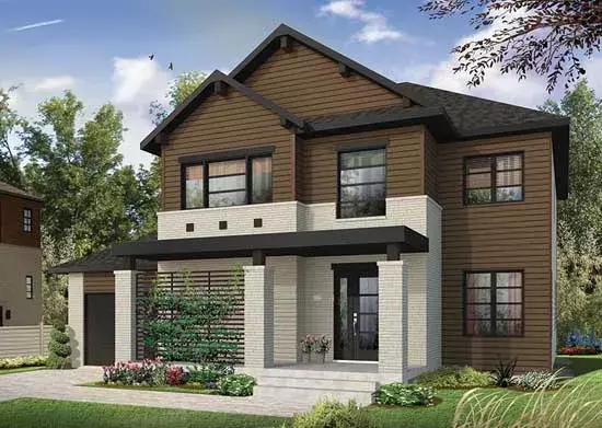 Contemporary house plans 5-1284 - front exterior, 2,038 sq ft, 4 bed, 3 bath house plans | Monster House Plans